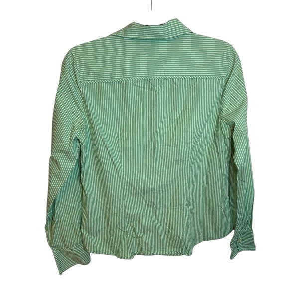 G.H. Bass & Co. Preppy Green Striped Cotton Button Down - Picture 2 of 3